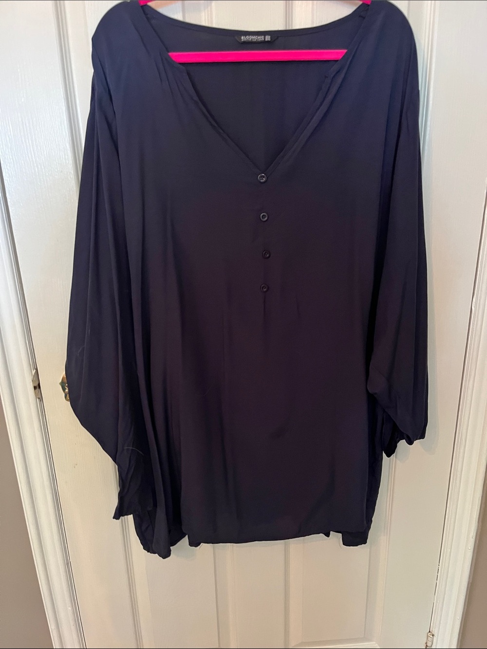 BloomChic Navy V-Neck Henley Tunic